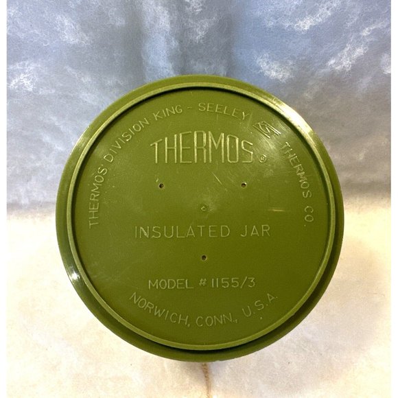 Vintage Thermos King-Seeley Model 1155/3 Insulated Jar 8oz Food Soup Green White - Picture 7 of 7